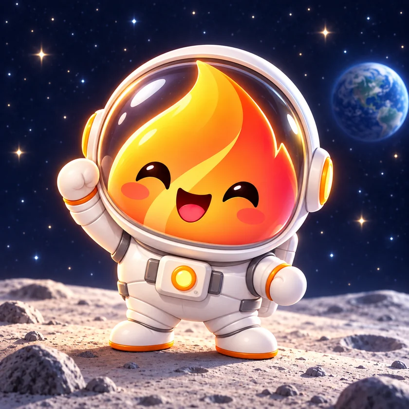 Emby in a spacesuit on the moon